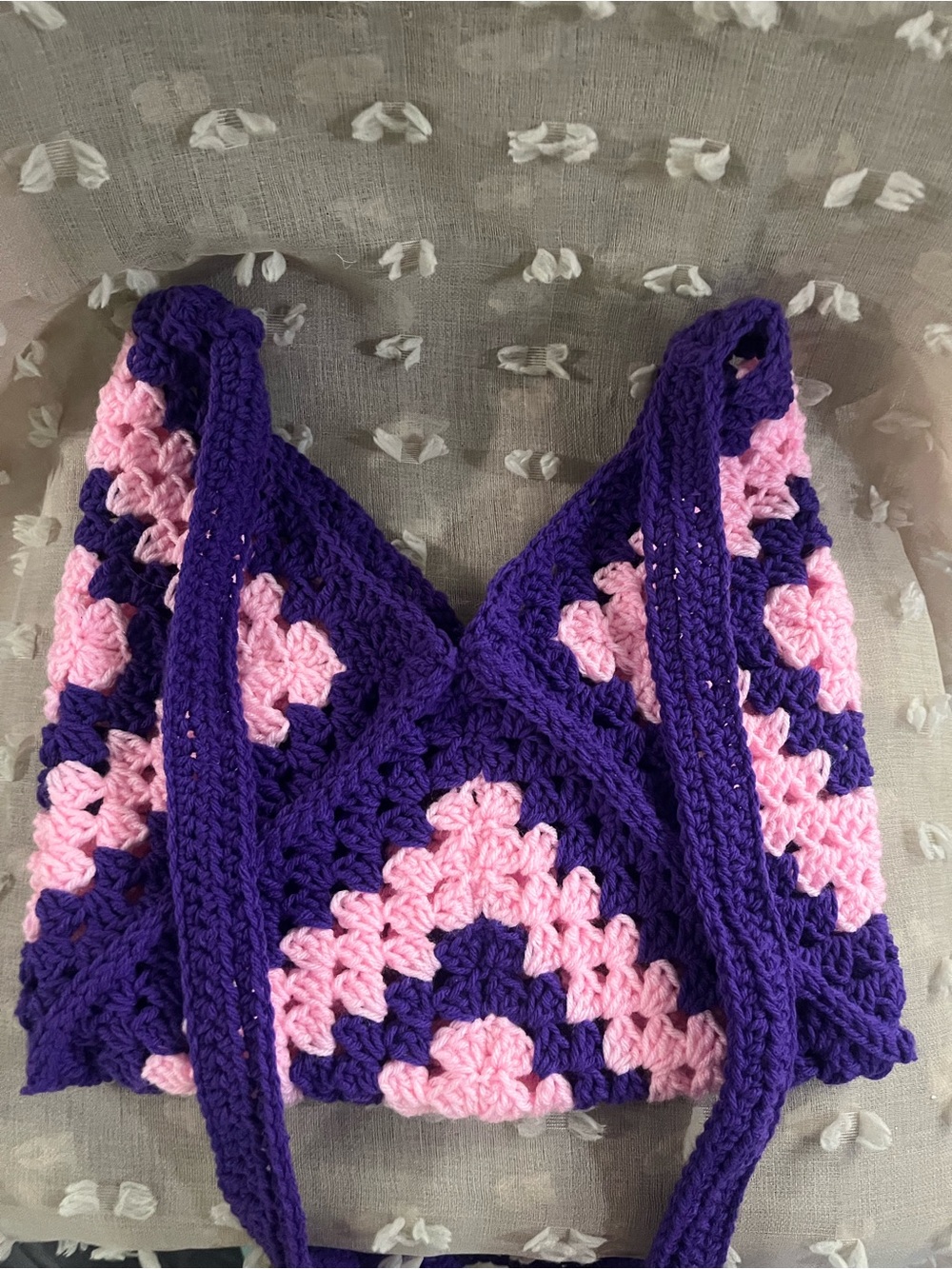 New Crocheted Granny purse/bag Purple & Pink